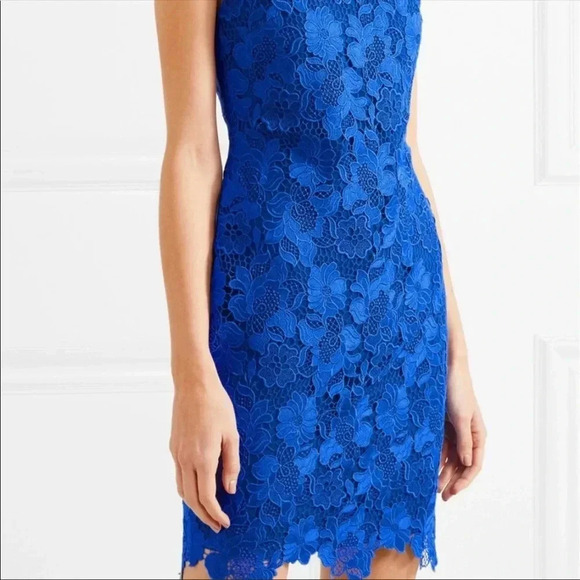 NEW Alice Olivia Clover Blue Guipure Lace Short Sleeved Mini Dress Size 2 - Picture 2 of 11